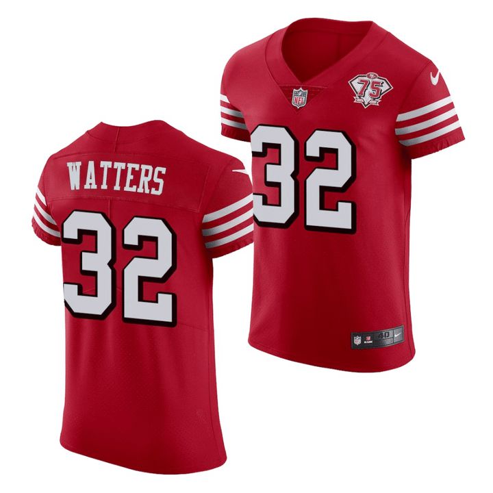 Men San Francisco 49ers 32 Ricky Watters Red 75th Anniversary Throwback Elite Retired Player NFL Jersey